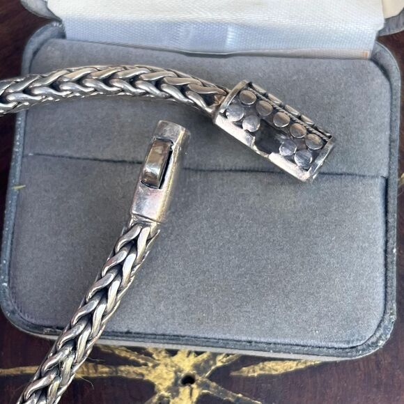 Vintage Sterling Silver Wheat Chain Byzanitine Bangle Modern Jewelry 925 - Picture 7 of 10